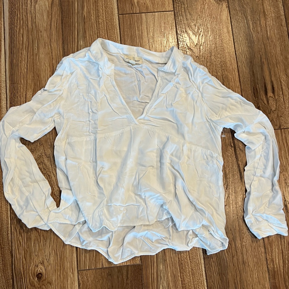 Cloth & Stone Anthropologie White Blouse Long Sleeve Top